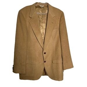 Vintage Barrister Camelhair Blazer‎ Tan  2 Button Sport Coat Jacket Mens 44R